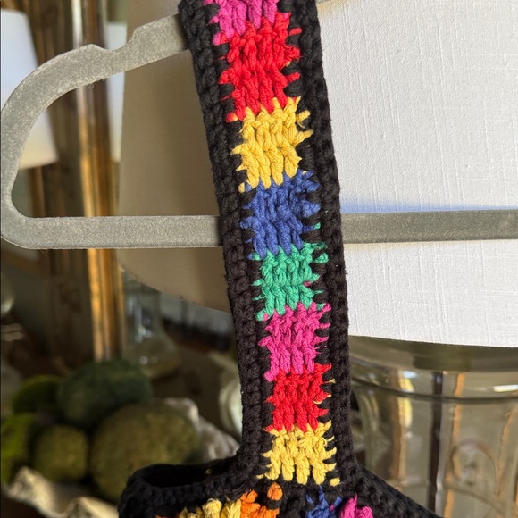 FARM Rio Black Crocheted Tank with Bright Multicolor Floral Motifs - Picture 4 of 9